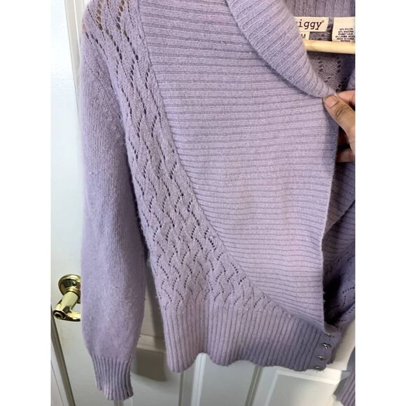 Twiggy Purple Angora Blend Wool Wrap Sweater Size Medium - Picture 5 of 9